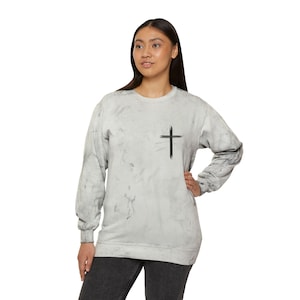 Christian Cross Color Blast Unisex Crewneck Sweatshirt, Religious Christmas Gift, Colorful Christian Apparel
