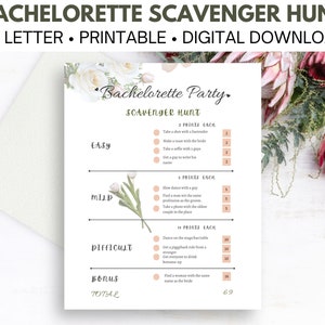 Elegant Bachelorette Scavenger Hunt, Bridal Fun Party Game, Wild Night Hen Party