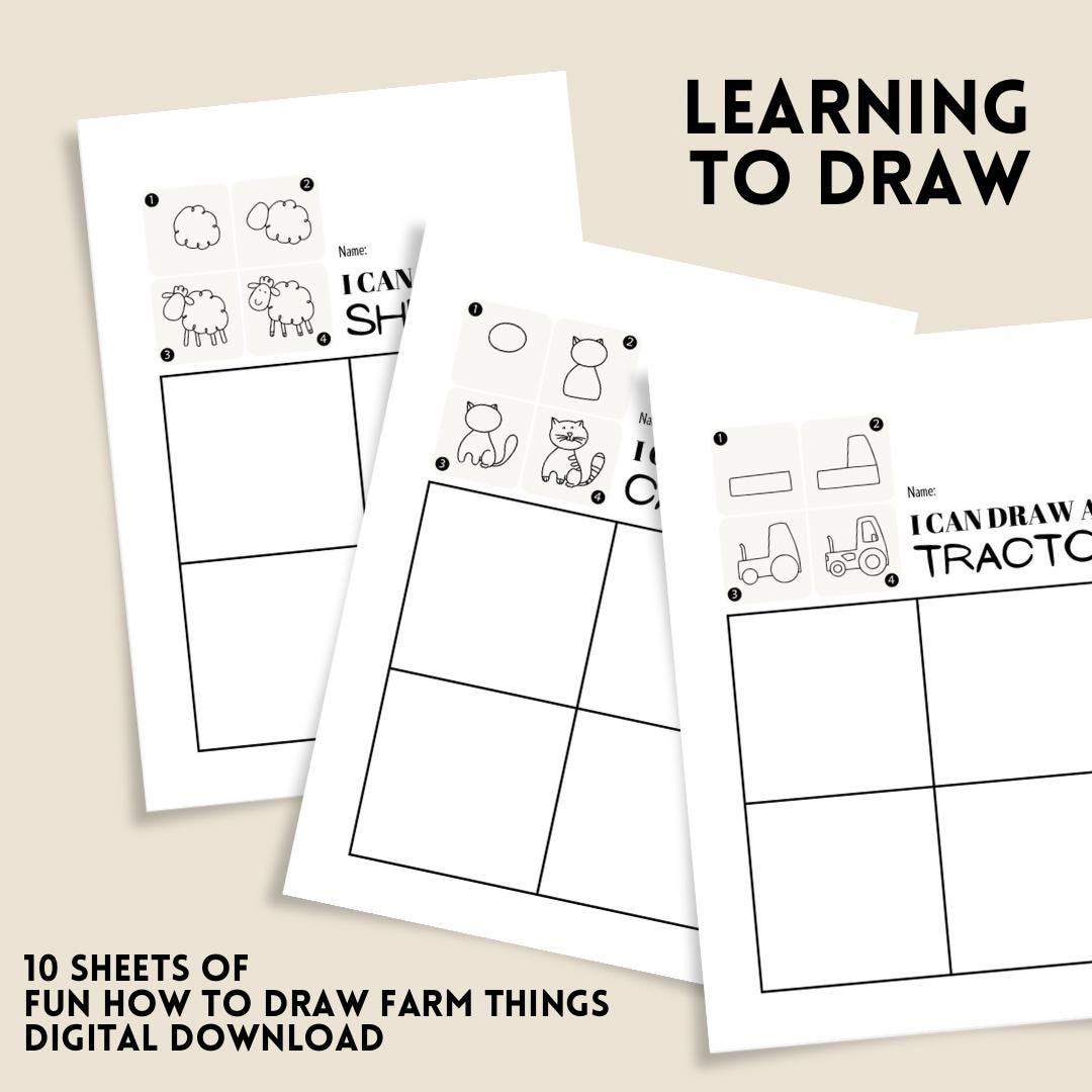 Learning How to Draw Worksheets - Etsy