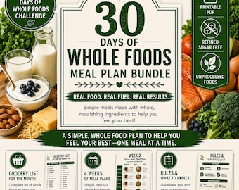 30-Day Whole Foods Meal Plan Bundle | Healthy Reset Challenge (Digital Download)