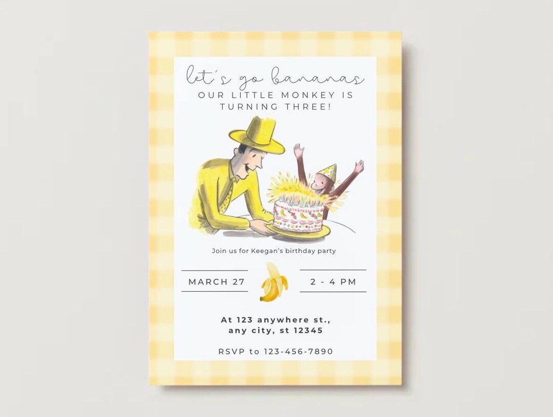 George Michael Invitation Curious George Birthday Party Invitation (customized) - Etsy