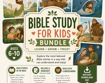 Bible Study for Kids Bundle | Christian Homeschool, Sunday School Activity (Digital Download)