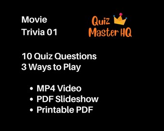 Movie Trivia 01 Quiz – 10 Questions, MP4 Video & PDF (Downloadable Pack)