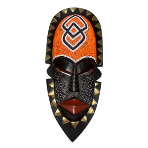 Beaded African Mask: Hand Carved Sese Wood Tribal Decor image 9