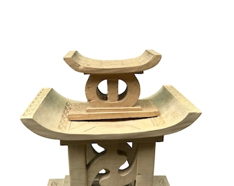 Mini taburete Ashanti tallado a mano, trono africano vintage, silla real para niños