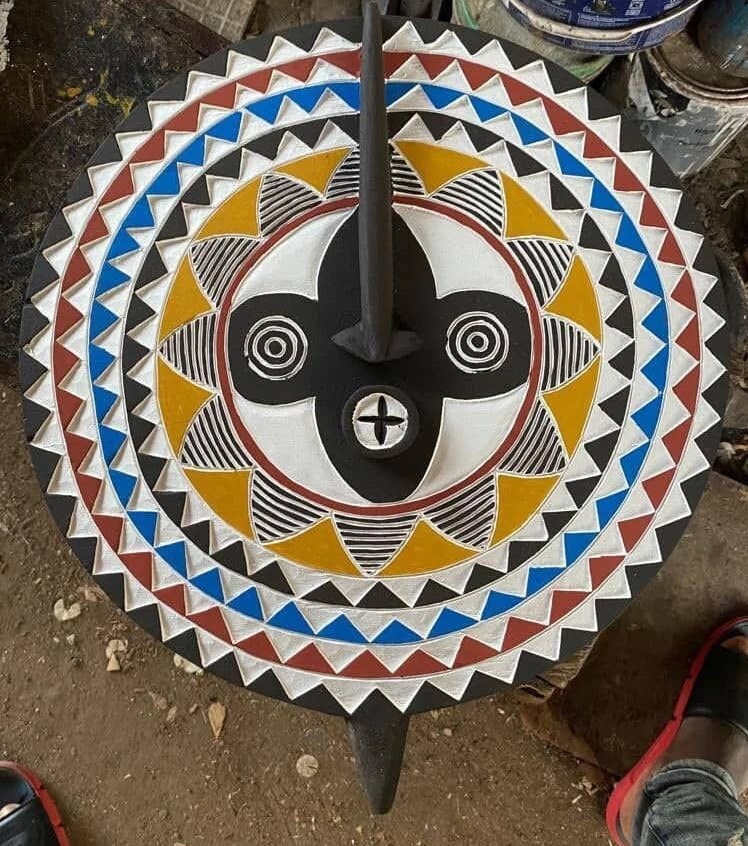 アフリカ ブワ族 お面 木彫り 民族工芸 マスク 壁掛け アフリカ ブルキナファソ ボボ族 マスク 仮面 No.403 木彫り