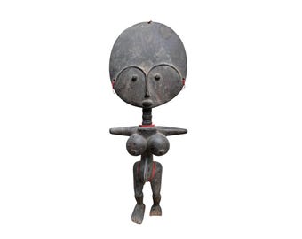 Antique Akuaba Fertility Doll: Traditional Ghanaian Ashanti Wood Sculpture