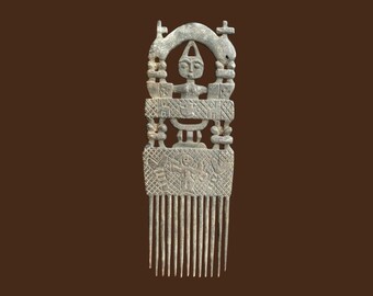 Antique Ashanti Comb: Hand-Carved African Hair Pick, Tribal Wall Art