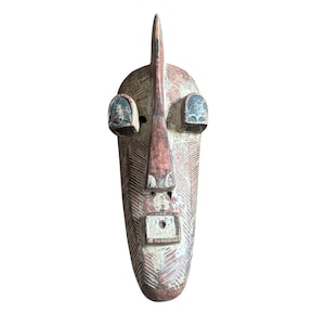 African Tribal Home Decor - Authentic Kifwebe Mask Wall Hanging, Hand-carved Wooden Wall Art, Unique Cultural Gift Tribal Sculpture, Congo