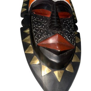 Beaded African Mask: Hand Carved Sese Wood Tribal Decor image 4