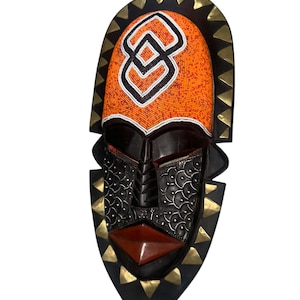 Beaded African Mask: Hand Carved Sese Wood Tribal Decor image 3