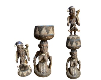 Antique Yoruba Ere Ibeji Sculpture: Large Ifa Divination Pot, Nigeria