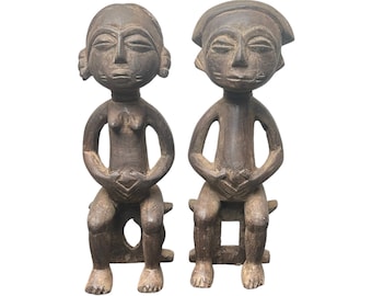 Sculpture tribale africaine statue de fertilité d'art primitif baoulé