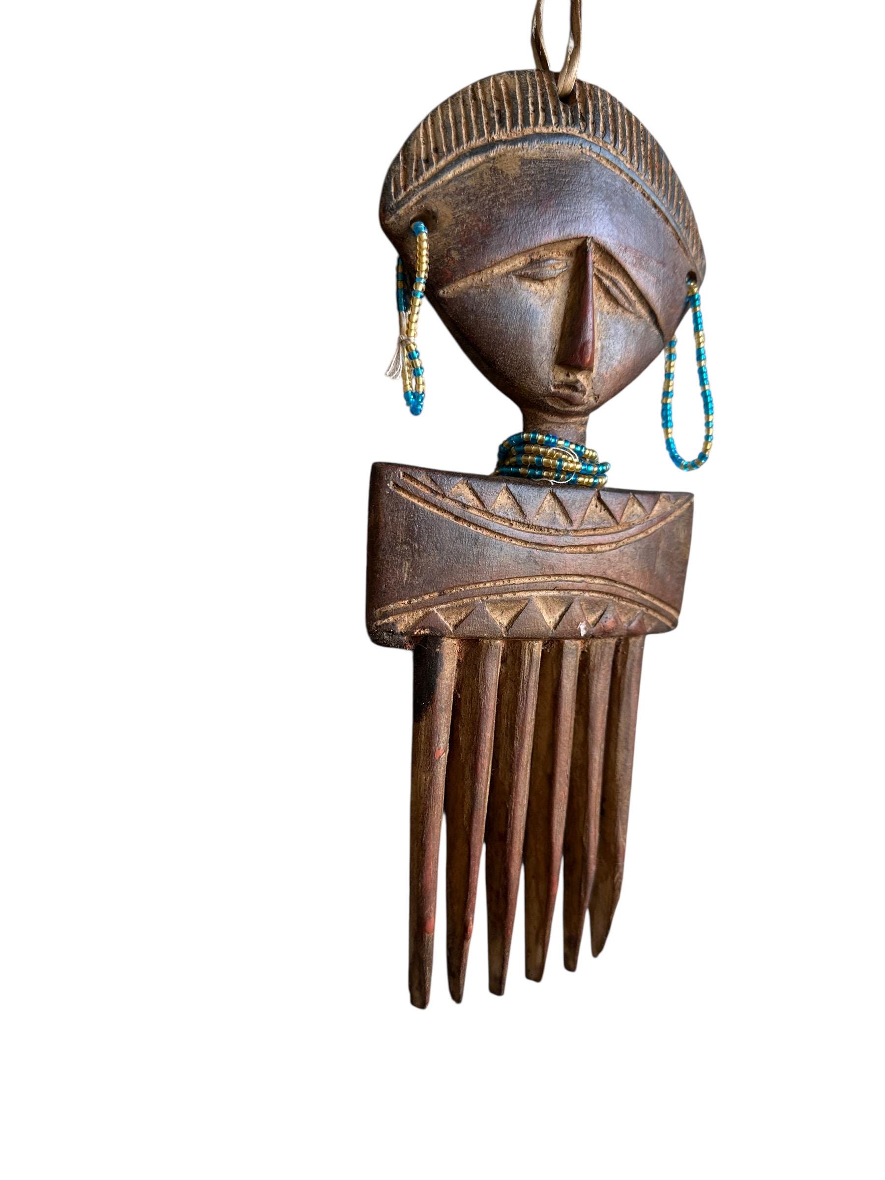 Ghanaian Ashanti Comb Duafe: Akan Wood Carving, African Tribal