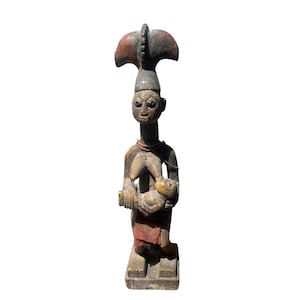 Yoruba Shango Sculpture: Hand-Carved African Thunder God Artifact