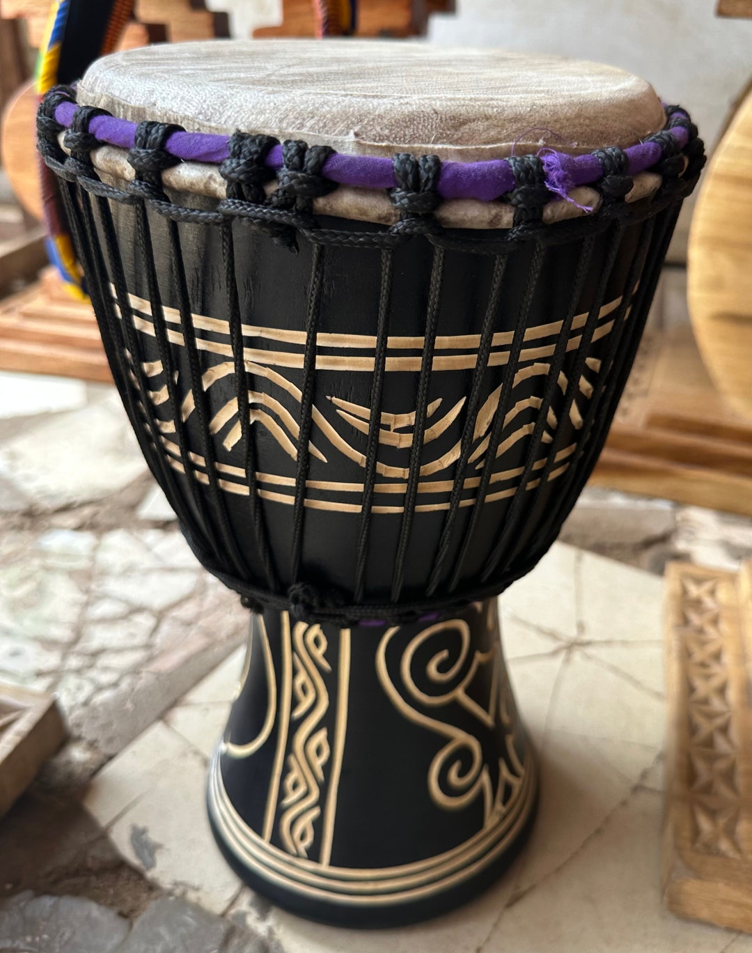 African Drum Djembe Wood Drum African Instrument 13.5 Etsy