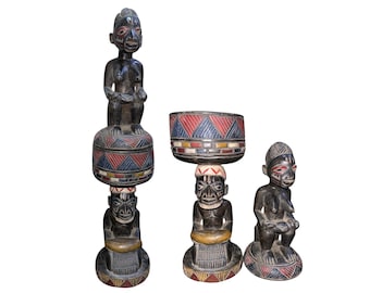 Antique Yoruba Ifa Divination Bowl: Nigerian Tribal Art Sculpture
