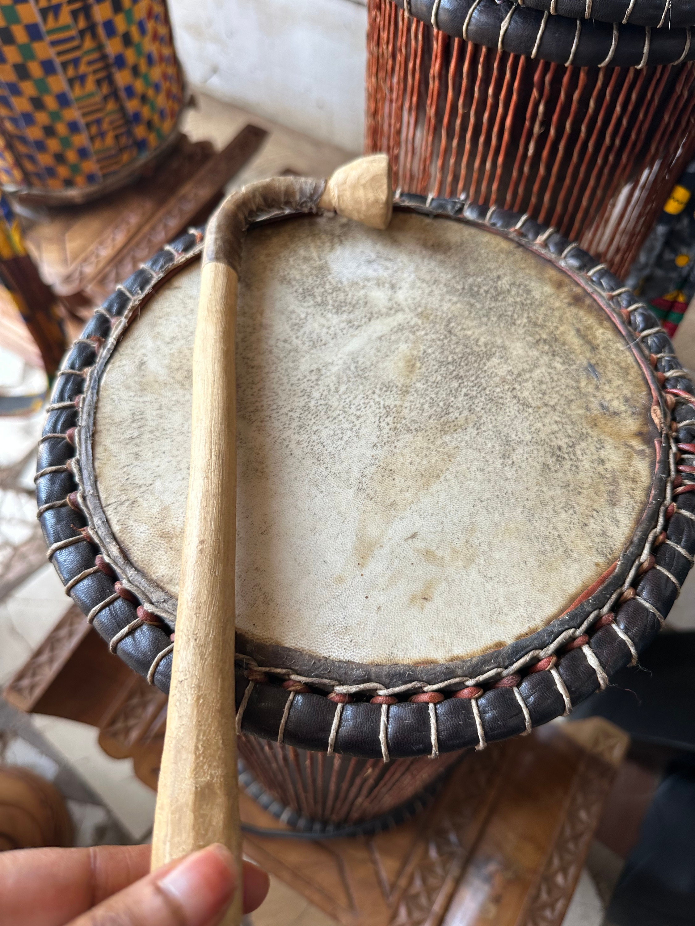 Traditional Talking Drum, L20.5 X W9.5inches, African Musical