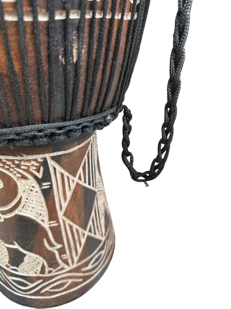 Djembe Drum, 25inches, African Musical Instrument, Antique Elephant