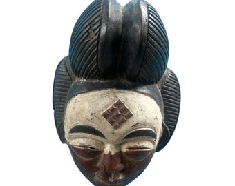Antique African Punu Okuyi Mask Handcrafted Tribal Art for Wall Decor Gabonese Heritage Gift