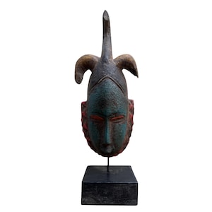 Hand Carved Guro African Mask: Tribal Wall Hanging Art