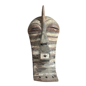 Songye Kifwebe African Tribal Mask Art Sculpture Wall Hanging Handcrafted Ritual Decor Unique Geometric Carving Home Accent Congo