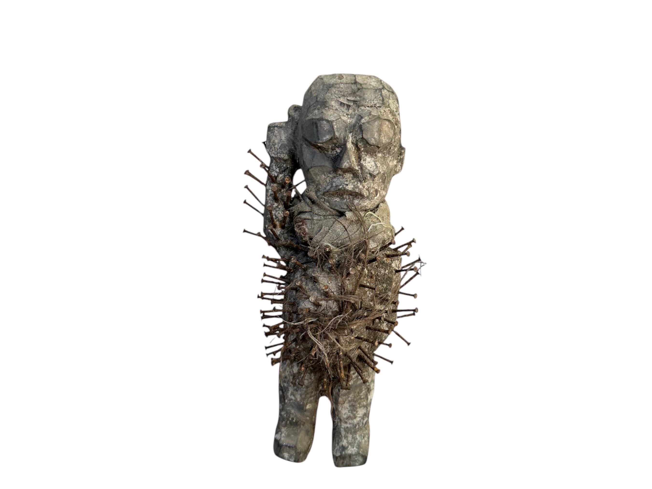 Nkisi Nkondi Power Figure, Authentic African Nail Fetish, Kongo