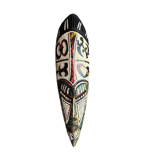 African Fang Mask - Natural Wood Wall Decor, Ghanaian Adinkra Wall Hanging Home Display, Authentic African Mask 20inches, Perfect Gift Idea