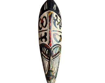 Hand Carved Sese Wood African Mask: Ghanaian Adinkra Wall Decor
