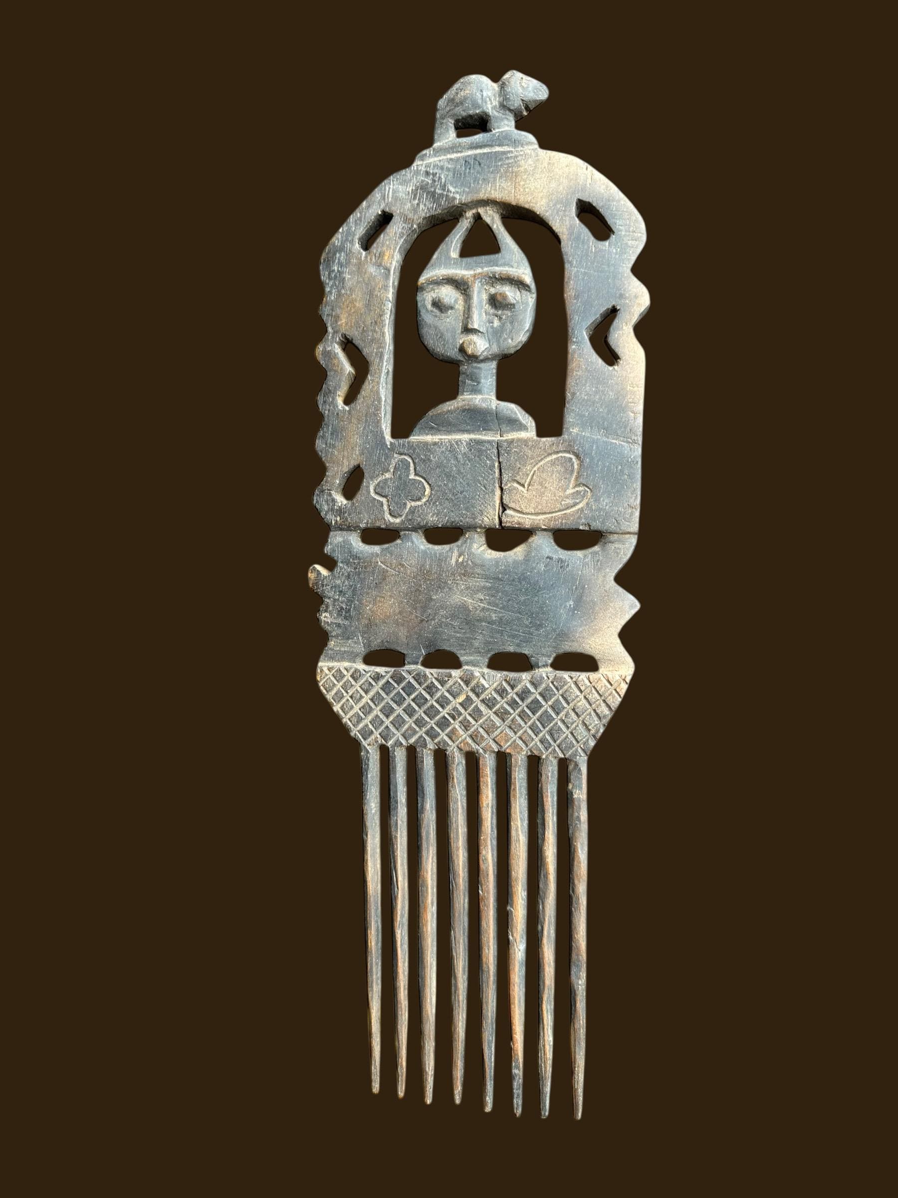 Antique Ashanti Duafe Comb: Ghanaian Fertility Hair Pick, African