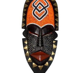 Beaded African Mask: Hand Carved Sese Wood Tribal Decor image 2