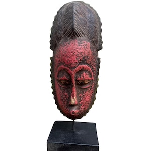Hand Carved Baule Mask: Ivorian Wood Sculpture, Tribal Home Decor