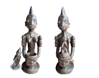 Antique Yoruba Agere Ifa Divination Bowl: Nigerian Tribal Art Sculpture