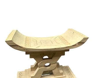 Taburete de jefe ashanti artesanal: decoración tribal para el hogar, Ghana