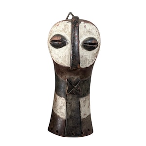 Songye Kifwebe African Tribal Mask Art Sculpture Wall Hanging Handcrafted Ritual Decor Unique Geometric Carving Home Accent Congo