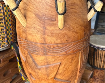 Vintage Kpanlogo Drum: XL West African Peg Drum, Ghana Musical Instrument