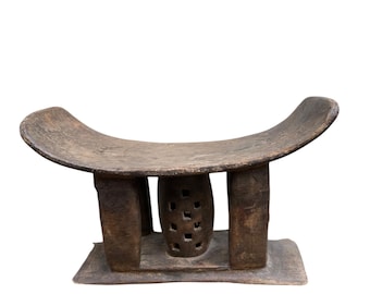 Taburete Ashanti tallado a mano: Trono Real Akan, Muebles Tribales de Ghana