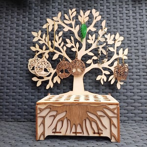Boite bijoux arbre de vie -  Fichier de découpe laser DXF-SVG pour vos bagues, colliers, bracelets et boucles d'oreilles.