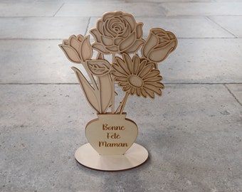 Bouquet de fleurs pour la fête des mères  - Fichier de découpe laser DXF-SVG