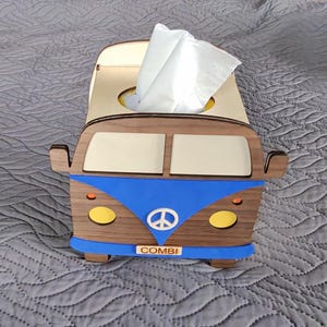 Portarotolo di carta igienica / Scatola di fazzoletti camper combi vintage - File di taglio laser DXF-SVG