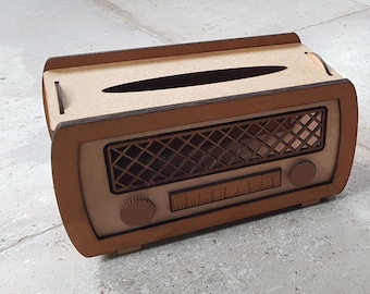 Vintage Radio Taschentuchbox - DXF-SVG Laser Cut Datei