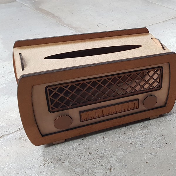 Vintage Radio Tissue Box - DXF-SVG Laser Cut File