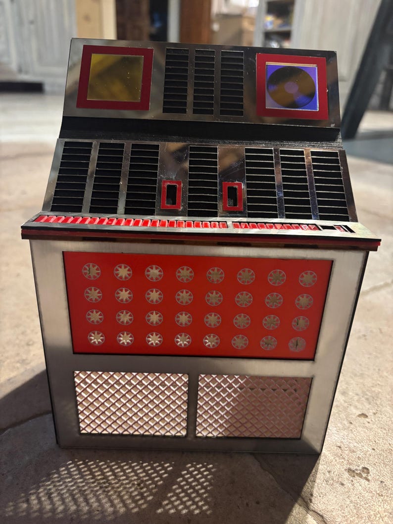 Fichier Laser Juke-box Vintage Rétro SVG DXF | 3D Jukebox Model Laser ...