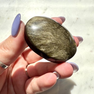 Gold Sheen Obsidian Palmenstein | Goldglanz Obsidian | Geschenk für Kristall-Liebhaber | Schutzkristall | Manifestation Kristall | Kristall Geschenk