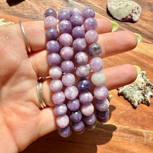Lepidolite Bracelet 8mm || Lepidolite || Purple Crystal Bracelet || Gift for Crystal Lover || Gift for Mom || Crystal Bracelet