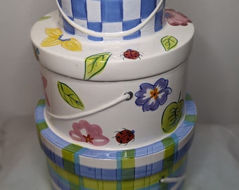 Vintage Linens and Things Stacked Hat Box Cookie Jar