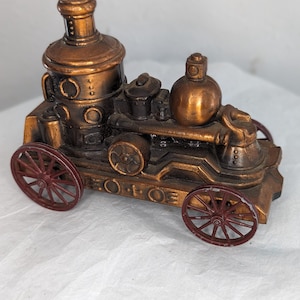 Vintage Merchants Bank Coppertone Steam Engine Coin Bank