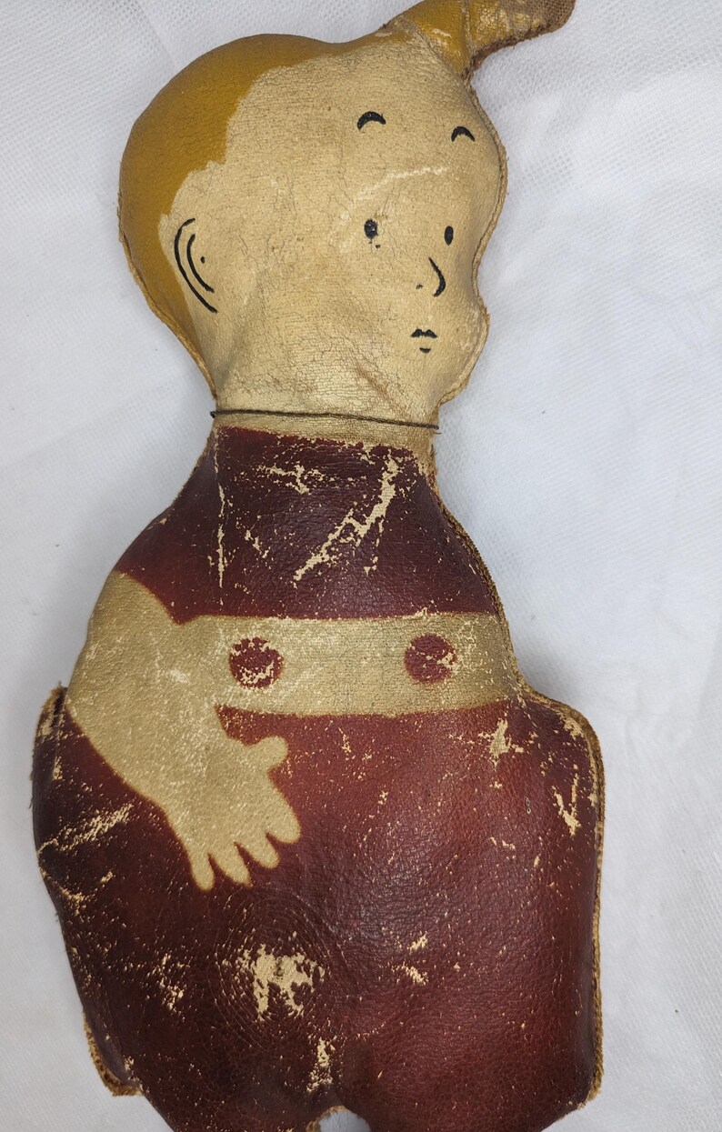 Vintage Antique Skeezix Comic Strip Character Oil Cloth Doll Gasoline