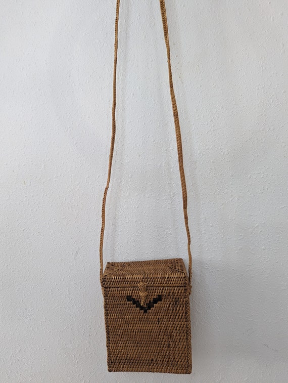 Vintage Wicker Crossbody Purse w loop Fasten Etsy