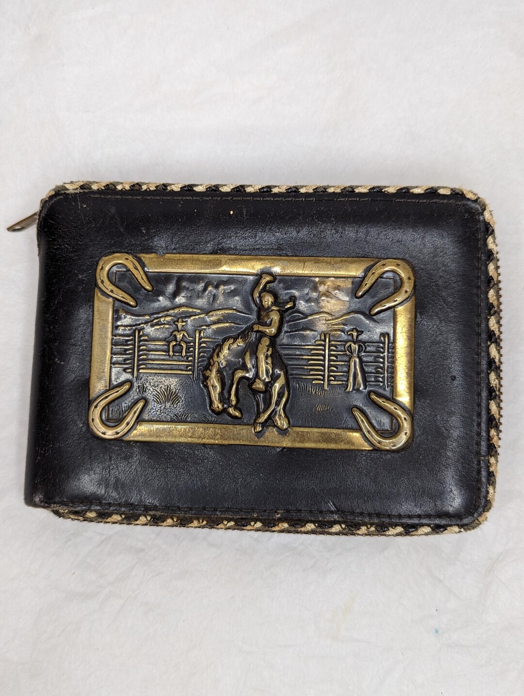 Vintage Bucking Bronco Rider Leather Zip Wallet - Etsy
